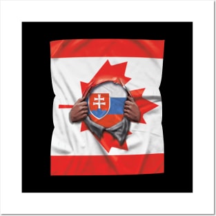 Slovakia Flag Canadian Flag Ripped Open - Gift for Slovakian From Slovakia Posters and Art